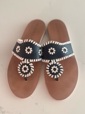 Jack Rogers “Boating Jacks” Navy & White Sandals